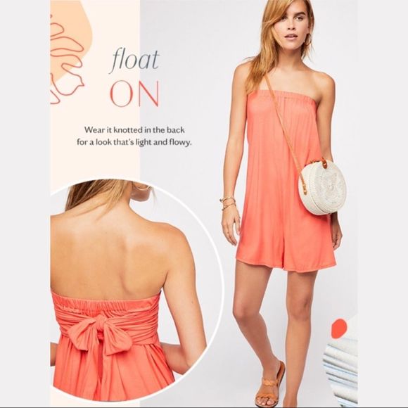 NWT Free People Beach Redondo Peach Romper - Picture 4 of 12